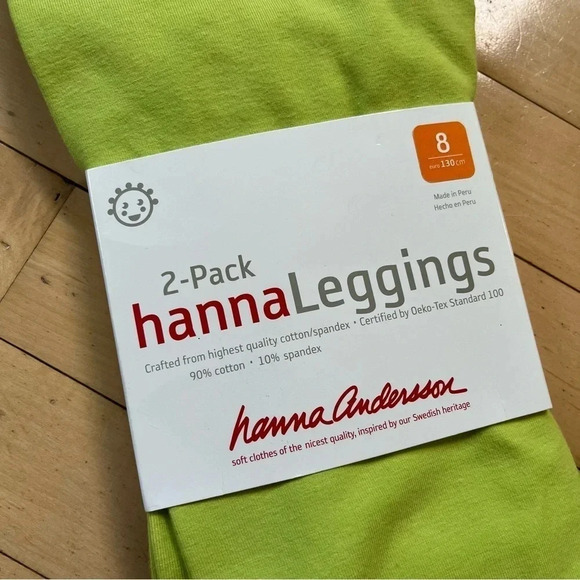 NEW Hanna Andersson Girls 2 Pack Size 130 Neon Green / Navy Blue Leggings Lot - Picture 2 of 5